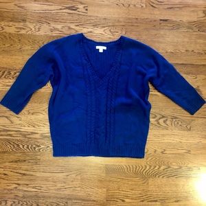 NY & Company Soft Blue Sweater V Neck Medium